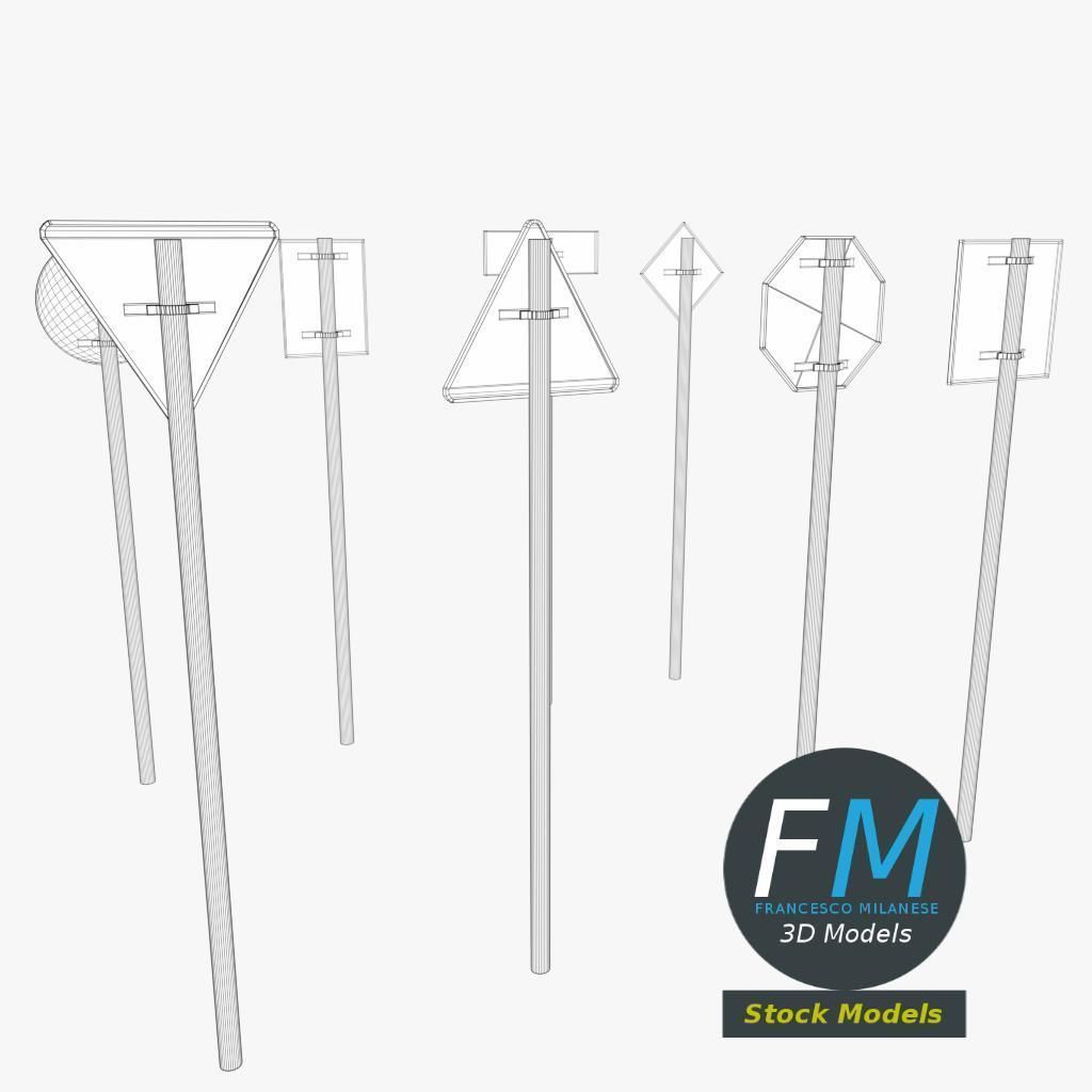 Traffic signs pack 3D model_8