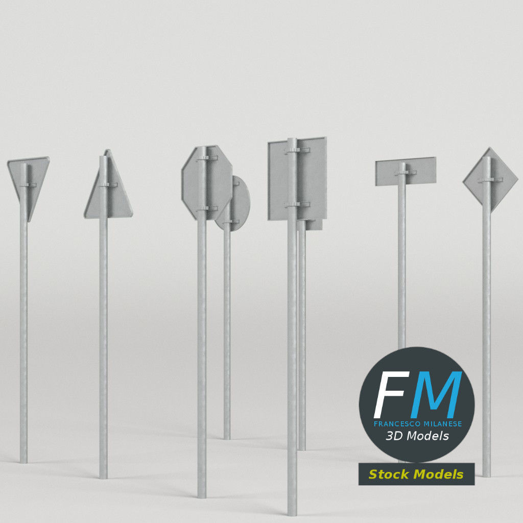 Traffic signs pack 3D model_4