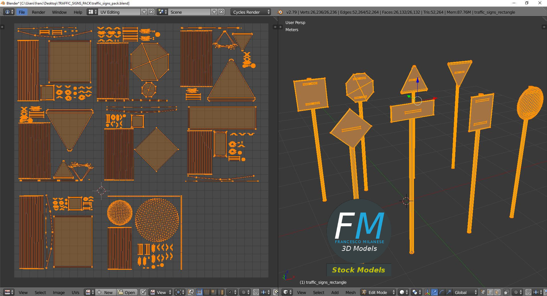 Traffic signs pack 3D model_10