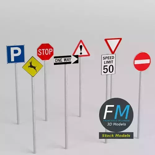 Traffic signs pack 3D model Traffic signs pack 3D model