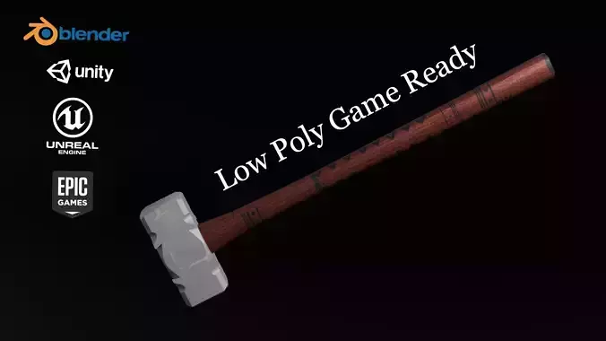 Low Poly Hammer  Game Ready Blender Unity Unreal