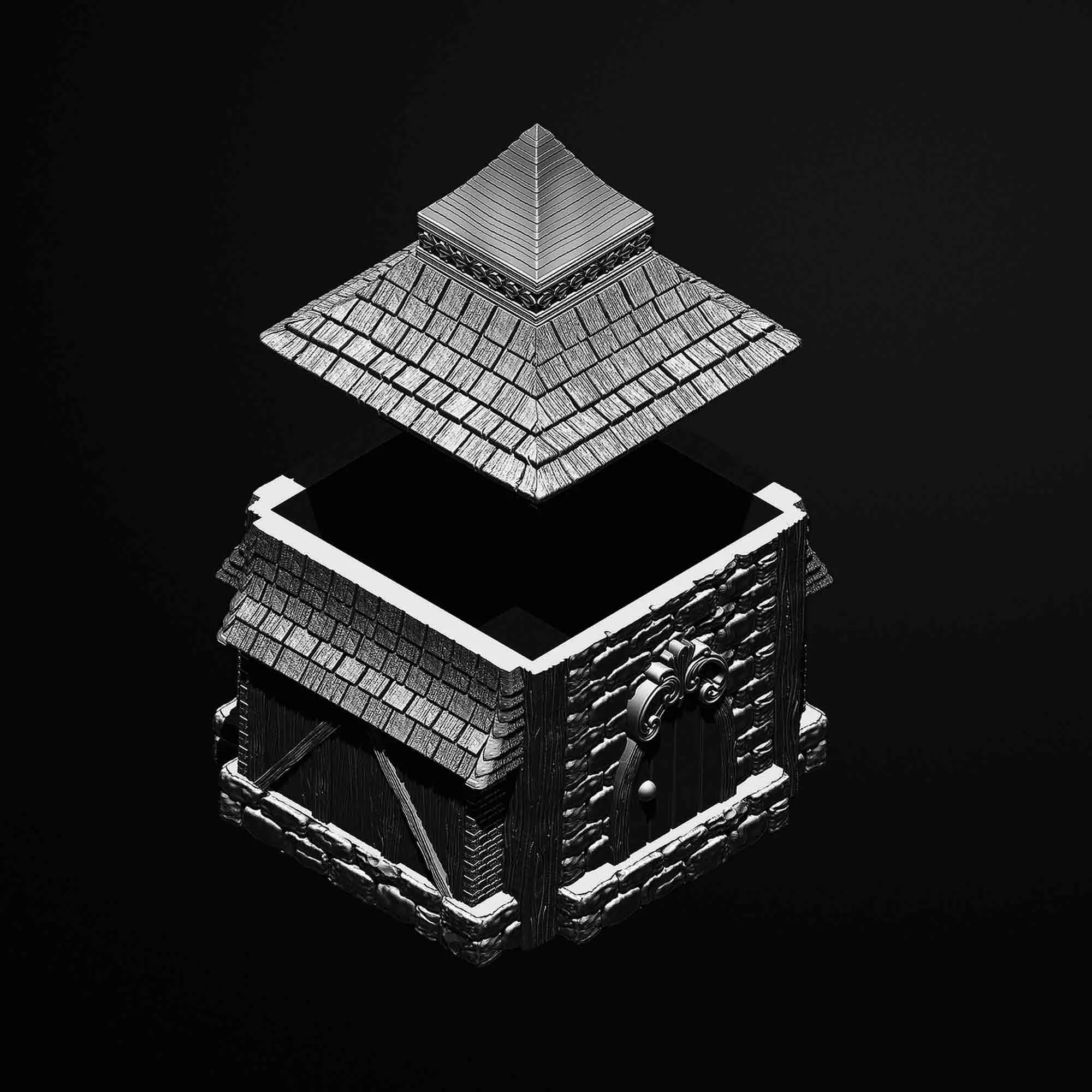 Bricks Goblin Hut Box Jar Fantasy STL File 3D Printable 3D print model