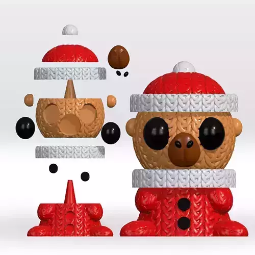 Knitted Christmas Capybara bowl Split parts STL 3D Model