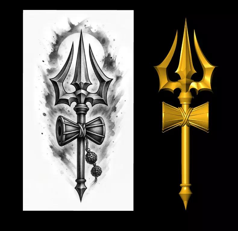 Golden Trishul 3D print model