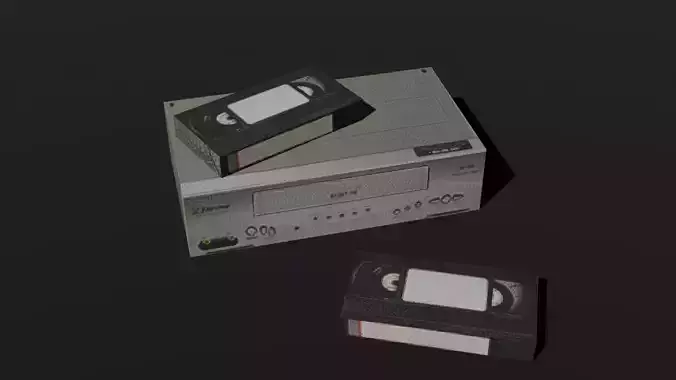 PSX - PS1 - VHS Player And Tape - Low Poly