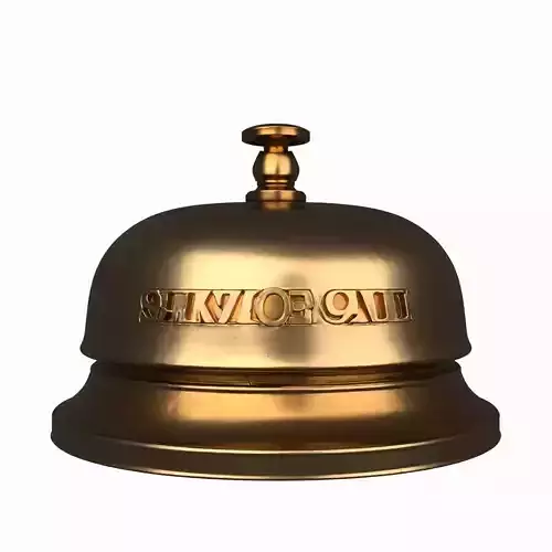 Detailed 3D Brass Bank Counter Bell Push Button and Weighted