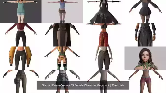 Stylized FemmeVerse - 35 Female Character Megapack