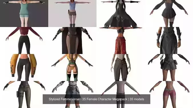 Stylized FemmeVerse - 35 Female Character Megapack