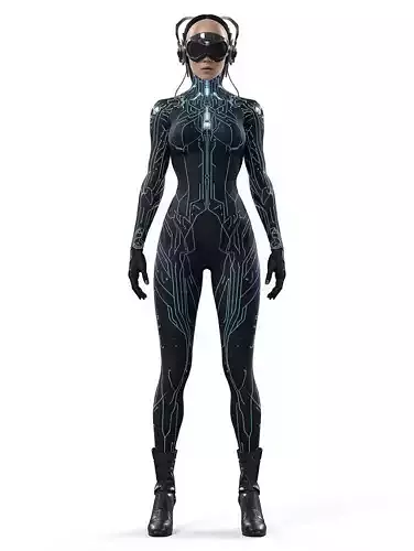 Female Netrunner Character 3D Model