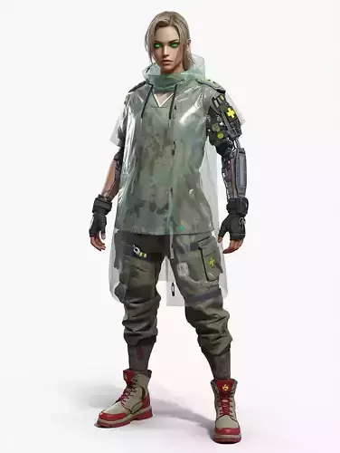 Cyberpunk Street Medic Character 3D Model