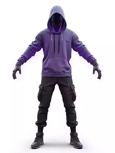 Stealth Netrunner Character 3D Model