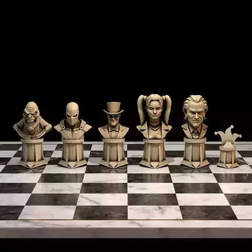 Gotham Joker Chess Set Harley Quinn Riddler Deathstroke