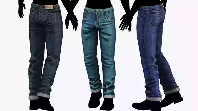 Male Casual Jeans Pants Pack - Game-Ready 3D Model PBR 4K Denim