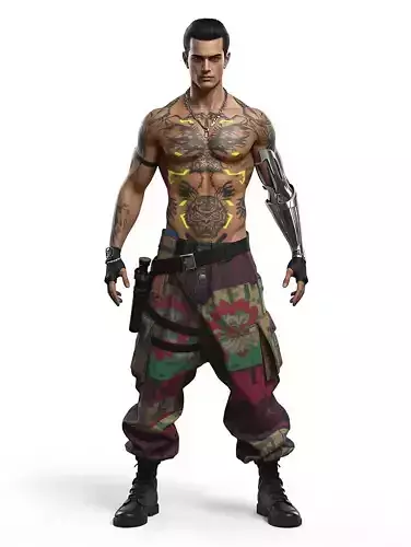 Cyberpunk Gang Member Character 3D Model