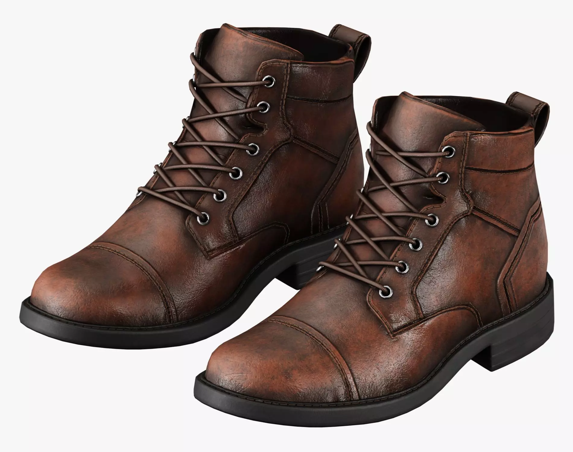 Leather Boots Pack 1 - Game-Ready PBR Footwear Low-poly 3D model
