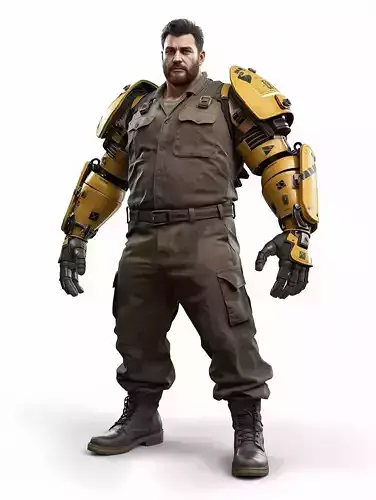 Industrial Dock Worker Character 3D Model