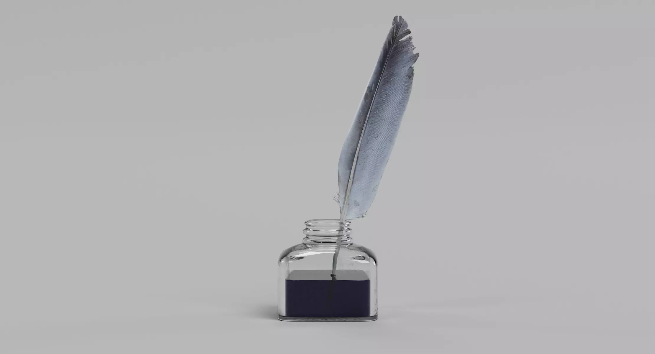 Quill in Inkpot - Historical Writing Set 3D model