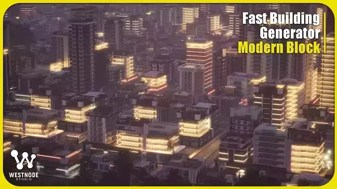PBR - Collection of building model - Modern Block Low-poly 3D model 5