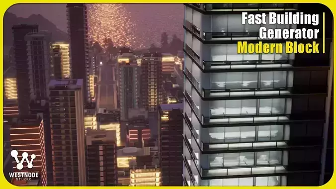 PBR - Collection of building model - Modern Block Low-poly 3D model 7