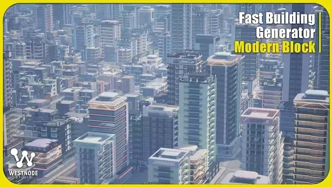 PBR - Collection of building model - Modern Block Low-poly 3D model 6