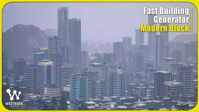 PBR - Collection of building model - Modern Block Low-poly 3D model 3