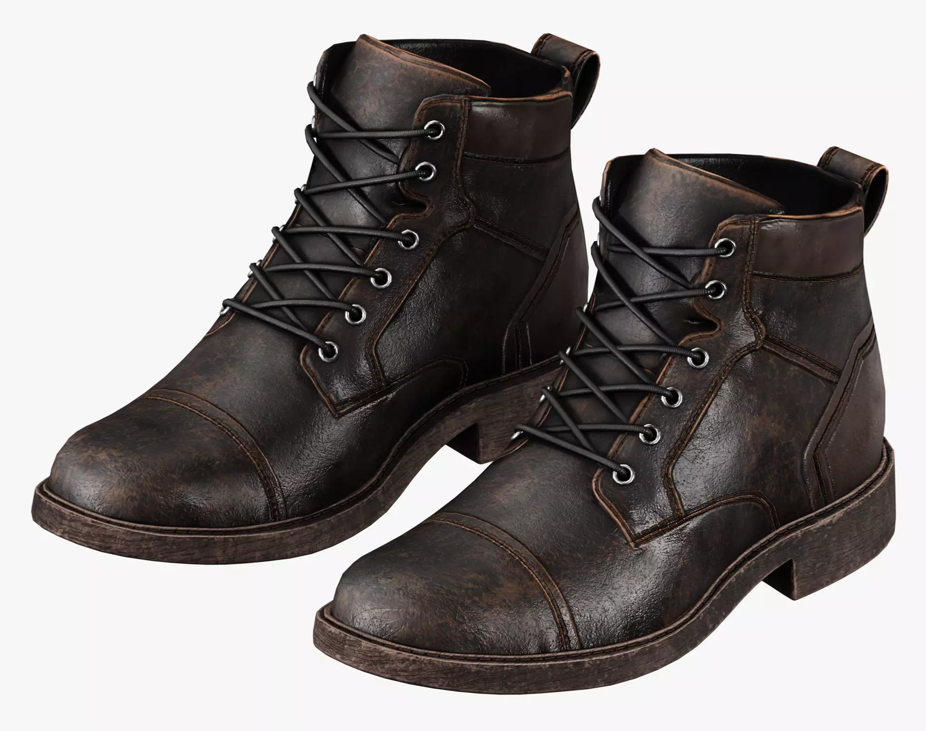 Leather Boots Pack 2 - Game-Ready PBR Footwear Low-poly 3D model