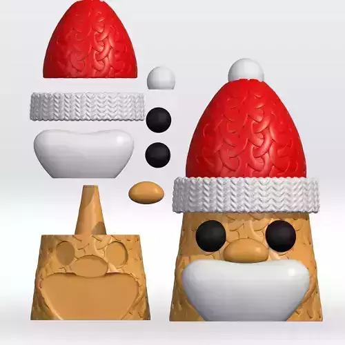 Cute Knitted Santa Split parts STL 3D Model Christmas