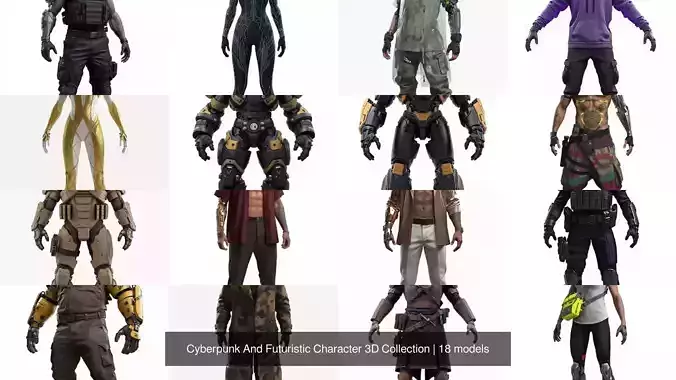 Cyberpunk And Futuristic Character 3D Collection