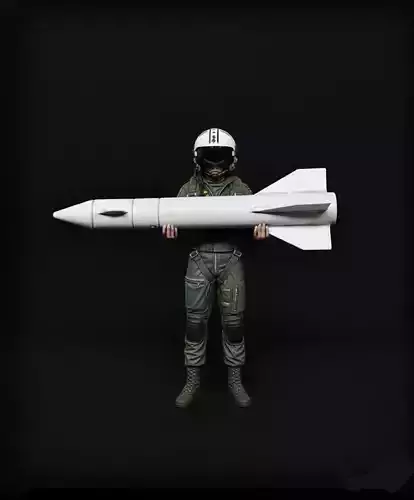 Military Pilot with Missile Miniature