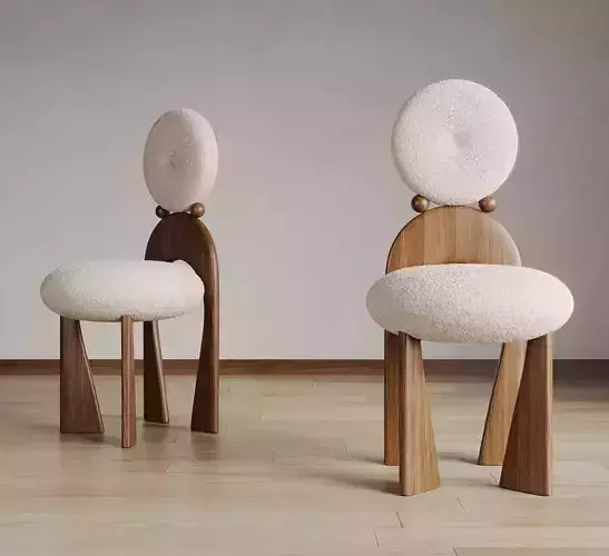 Sculptural Boucle Accent Chairs