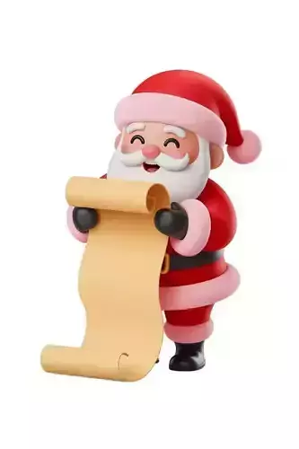 Santa Claus Reading List - Cute Christmas 3D Character