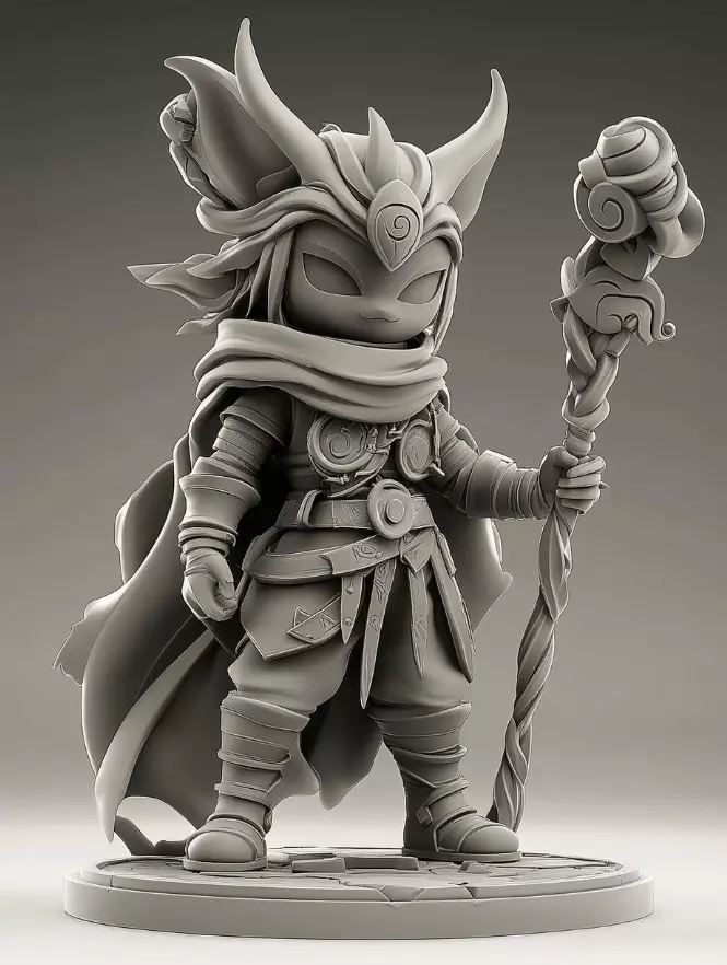 Mystic Forest Mage - Stylized Fantasy Sorcerer 3D Model 3D print model