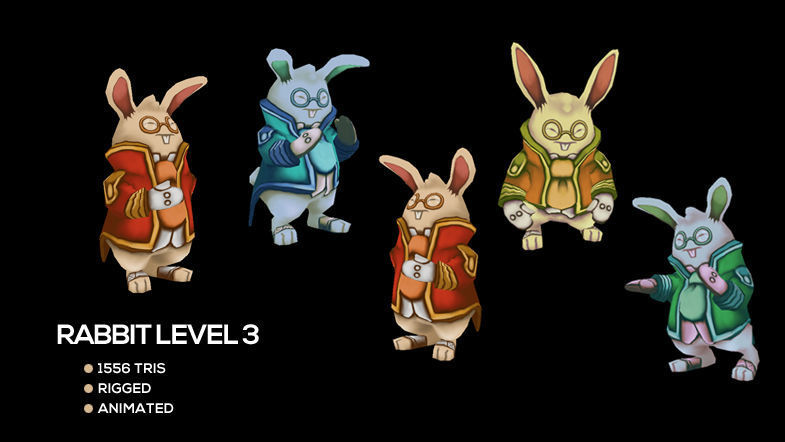 Rabbit Monster Pack Low-poly 3D model_4
