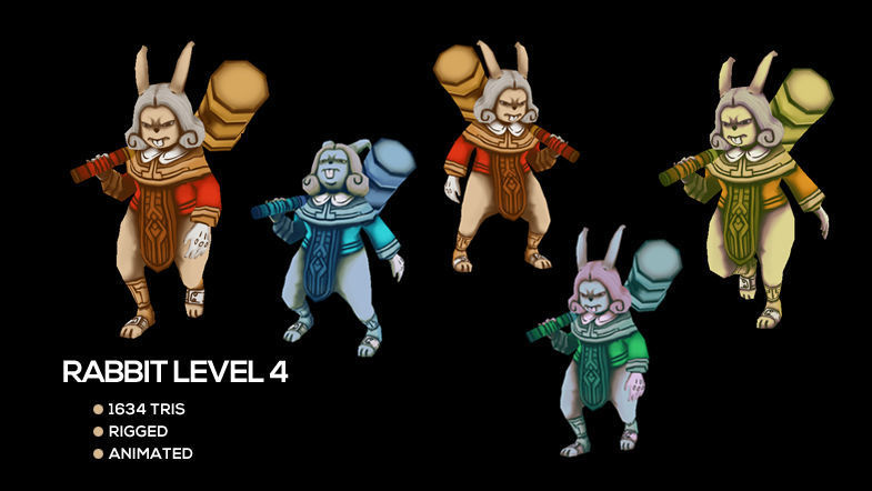 Rabbit Monster Pack Low-poly 3D model_5