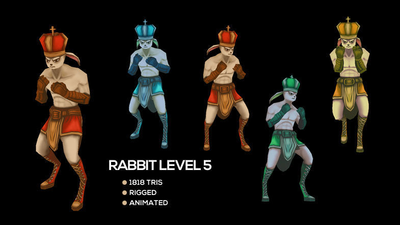 Rabbit Monster Pack Low-poly 3D model_6