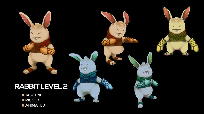 Rabbit Monster Pack Low-poly 3D model_3