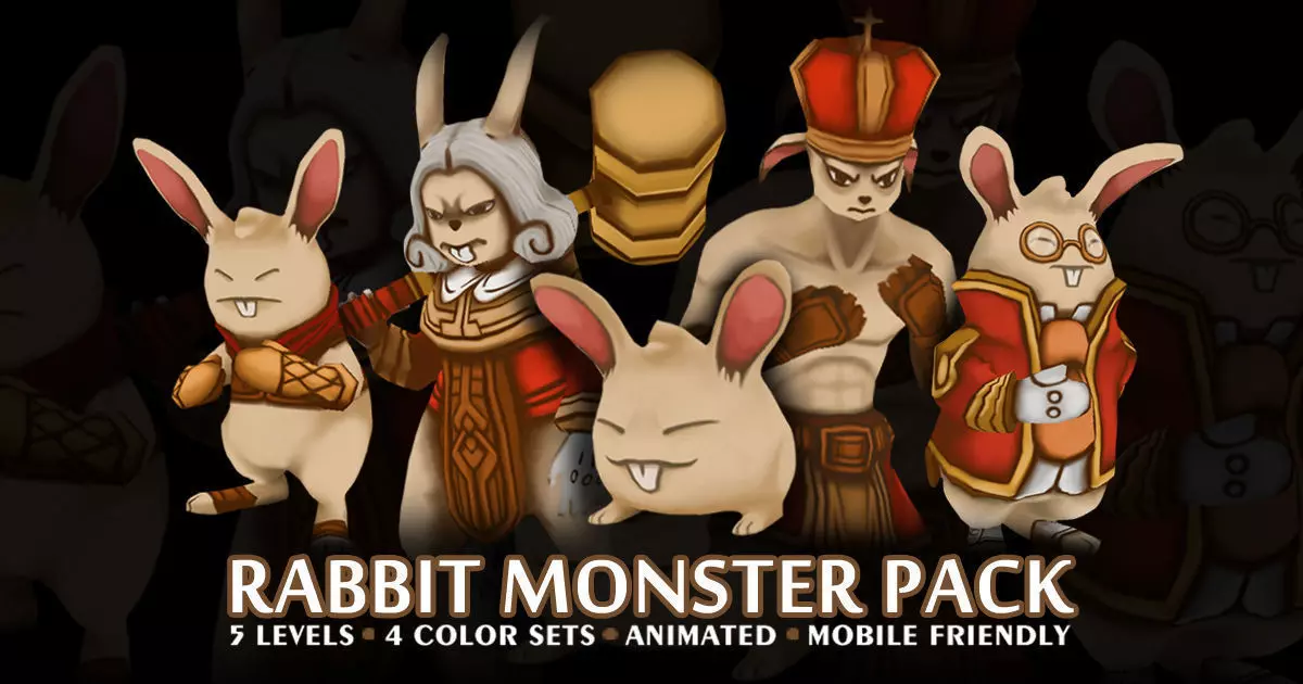 Rabbit Monster Pack Low-poly 3D model_0