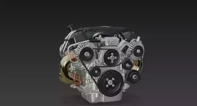Chevy LS3 - LS7 Small-Block V8 Engine - High-Detail PBR 3D model 4