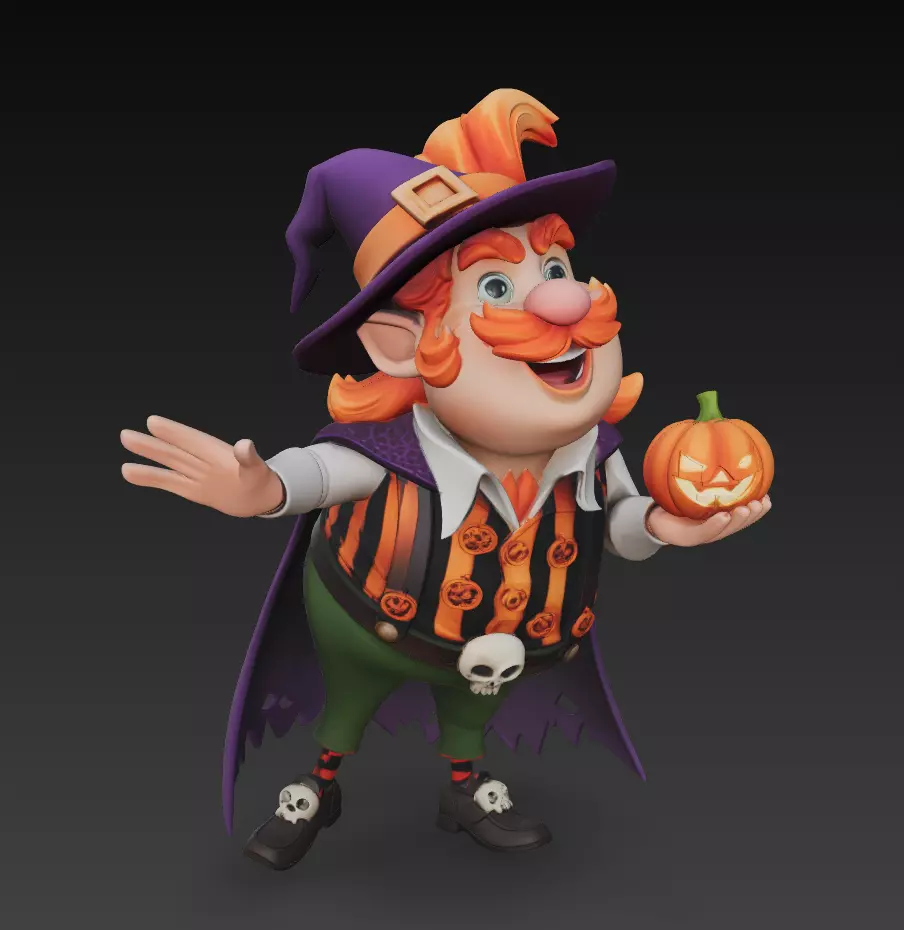 Pumpkin Wizard - Halloween Fantasy Character 3D Model 3D print model