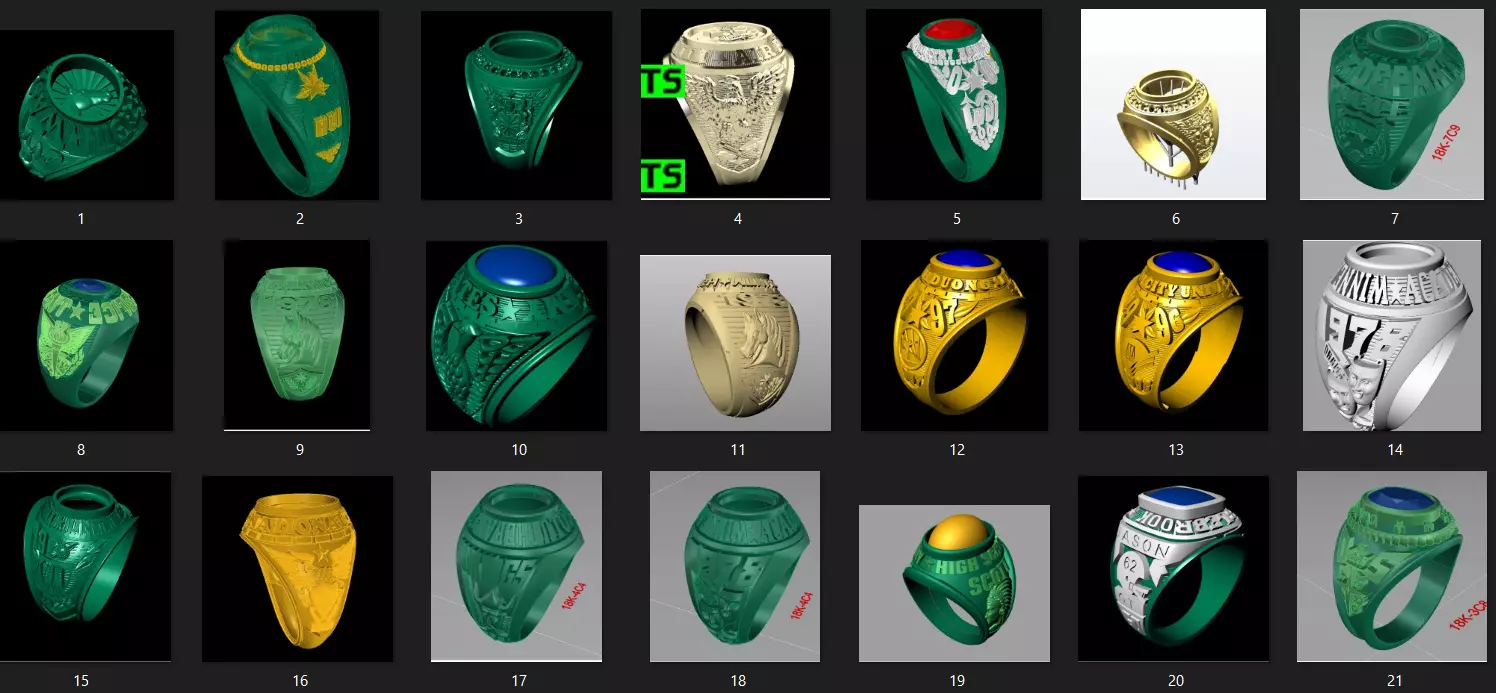 American-Style Ring Collection for Men 3D print model