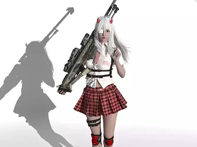 Gun wielding girl 3D model