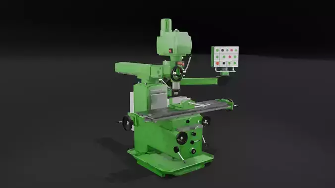 Industrial Universal Milling Machine Low Poly PBR 3D Model