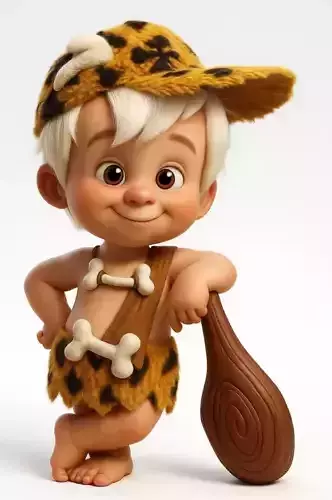 Cave Kid Character - Stylized Prehistoric 3D Model