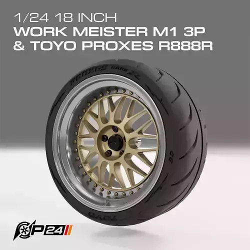 1-24th 18-inch Work Meister M1 3P and Toyo Proxes R888R Combo