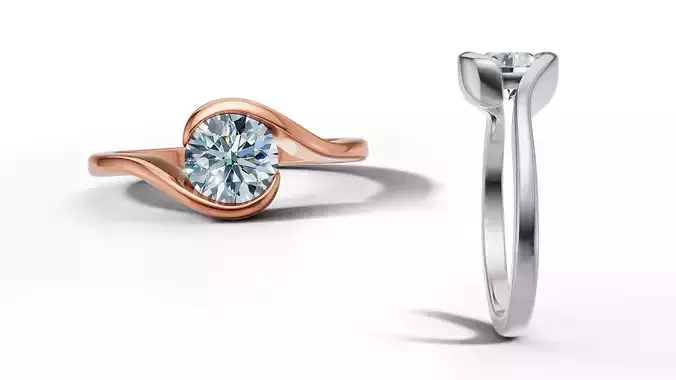  1ct Round Diamond Solitaire Ring Bypass Ring 1ct Stone 