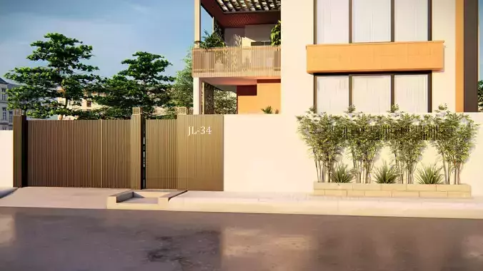 Modern Two-Story House 3D model 6