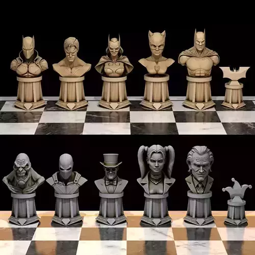 Gotham Heroes Versus Villains Chess Set