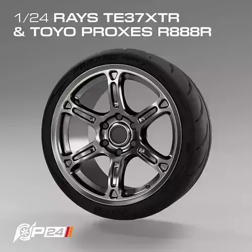 1-24th 18-inch Rays TE37XTR and Toyo Proxes R888R Combo