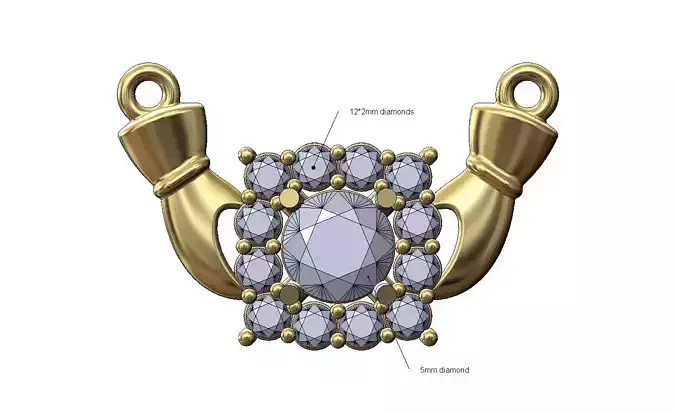 Rounded square diamond cluster holding hands pendant