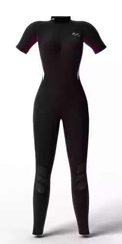 Women Full Short Sleeve Wetsuit - Black Magenta Purple Accents